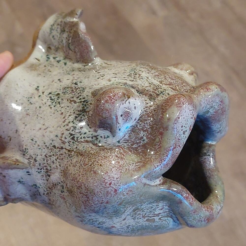 VTG studio pottery glazed Fish head Kissy fish goofy glug wall decor